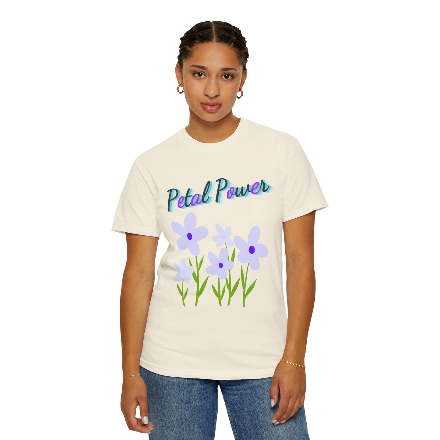 Petal Power T-Shirt — Floral Graphic Tee with Purple Flowers