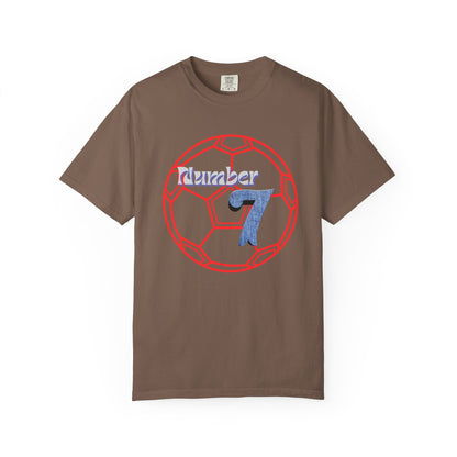 Soccer Number 7 Vintage Red Ball Graphic T-Shirt