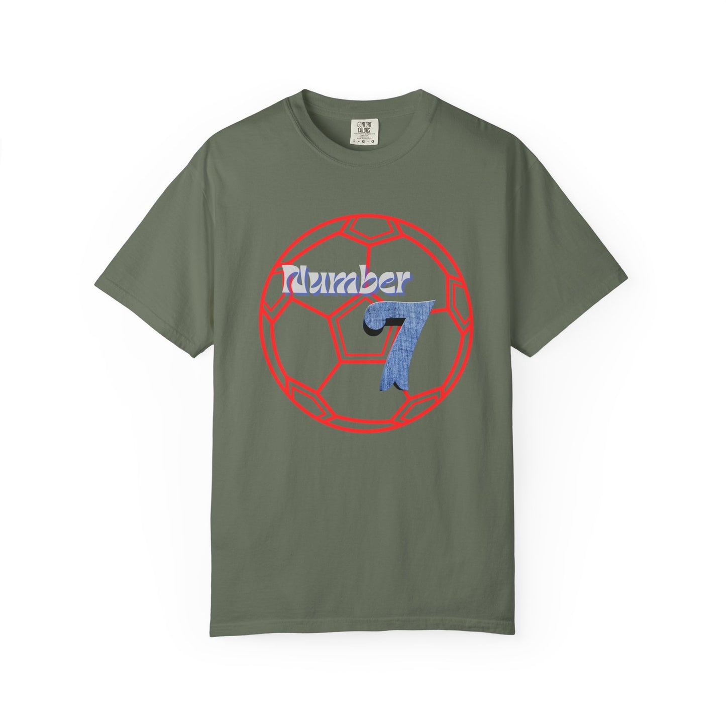 Soccer Number 7 Vintage Red Ball Graphic T-Shirt