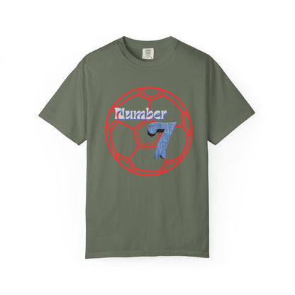 Soccer Number 7 Vintage Red Ball Graphic T-Shirt