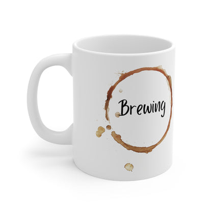 Brewing Coffee Ring Mug - Ceramic (11oz & 15oz)