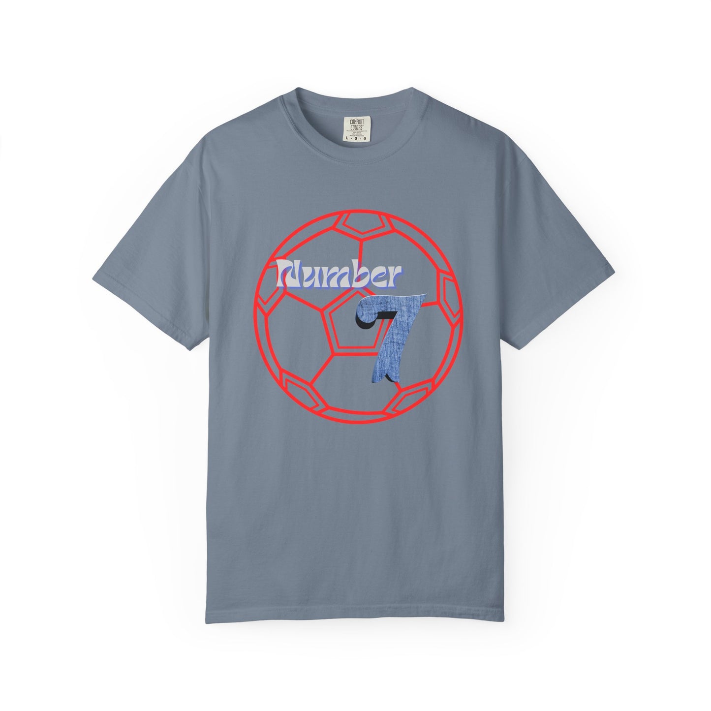 Soccer Number 7 Vintage Red Ball Graphic T-Shirt