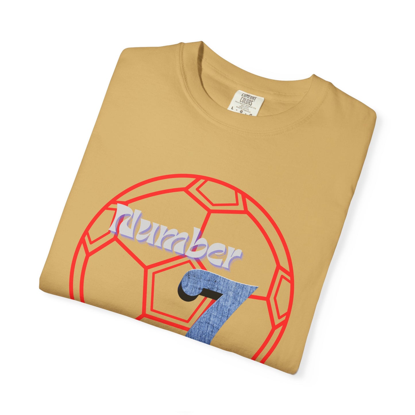 Soccer Number 7 Vintage Red Ball Graphic T-Shirt