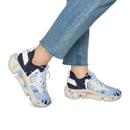 Women's Mesh Sneakers — Sky Blue Graphic Athletic Shoes