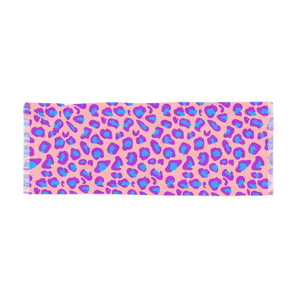 Pastel Leopard Lightweight Scarf — Pink & Blue Animal Print Fashion Scarf