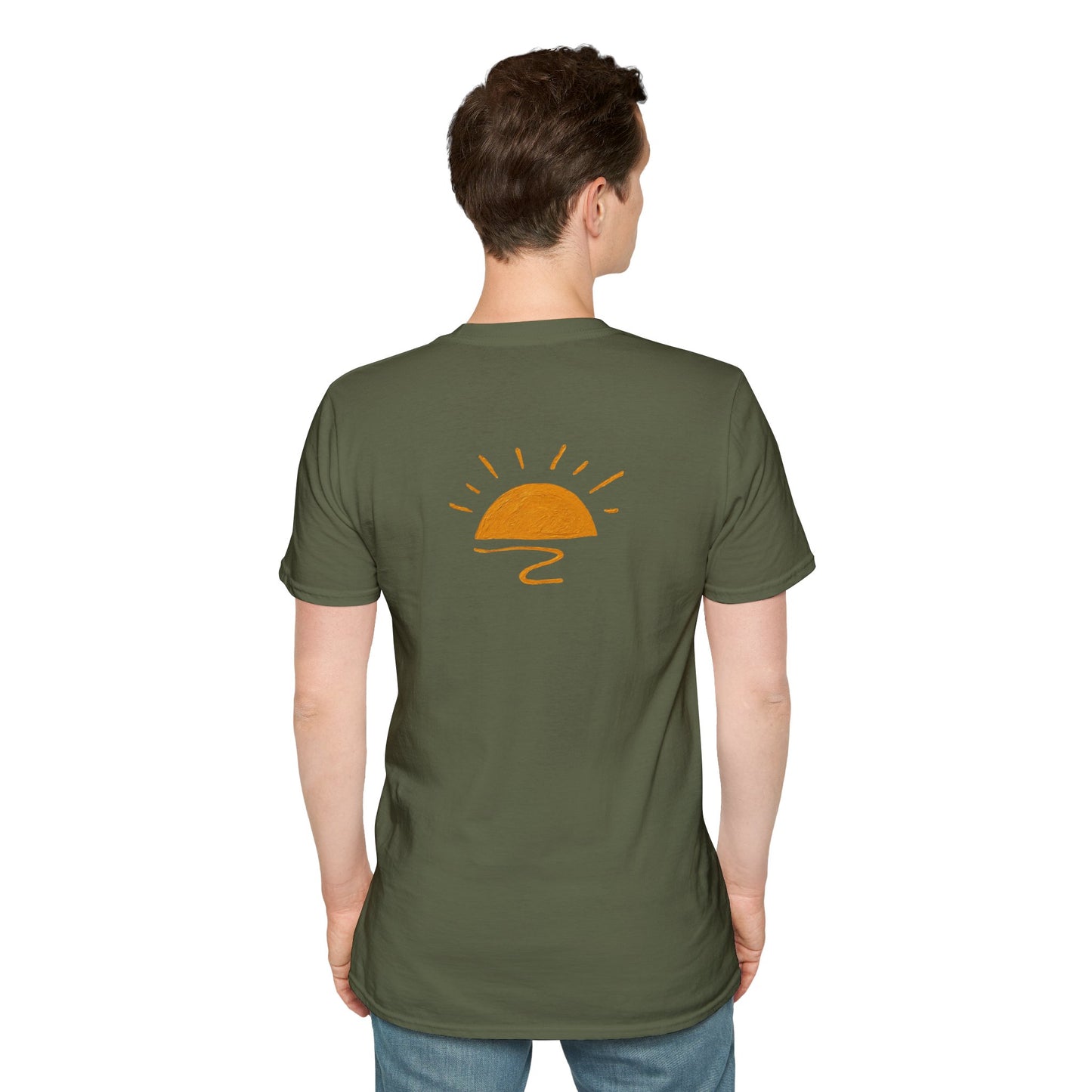 Living the Moment T-Shirt — Sun on the back, Beach Relaxed Tee