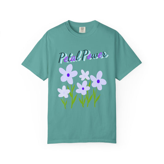 Petal Power T-Shirt — Floral Graphic Tee with Purple Flowers