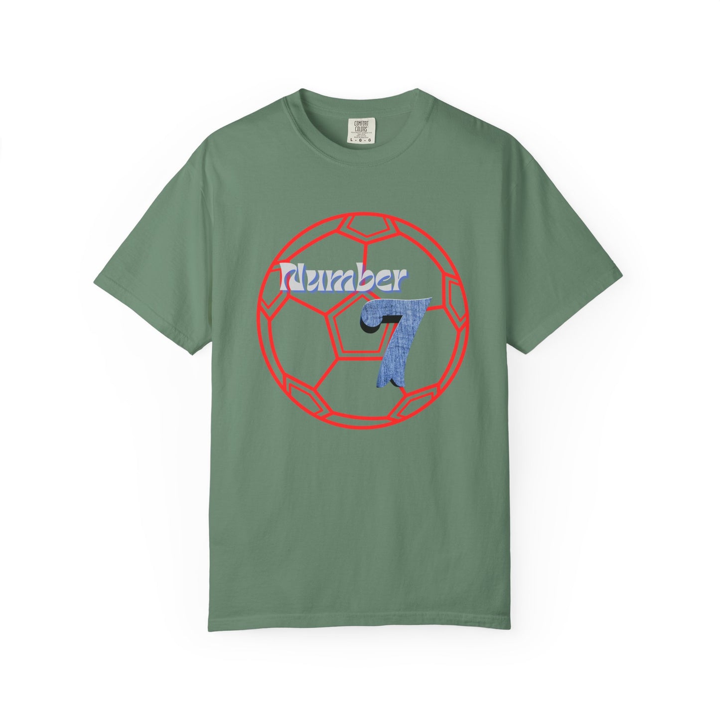 Soccer Number 7 Vintage Red Ball Graphic T-Shirt