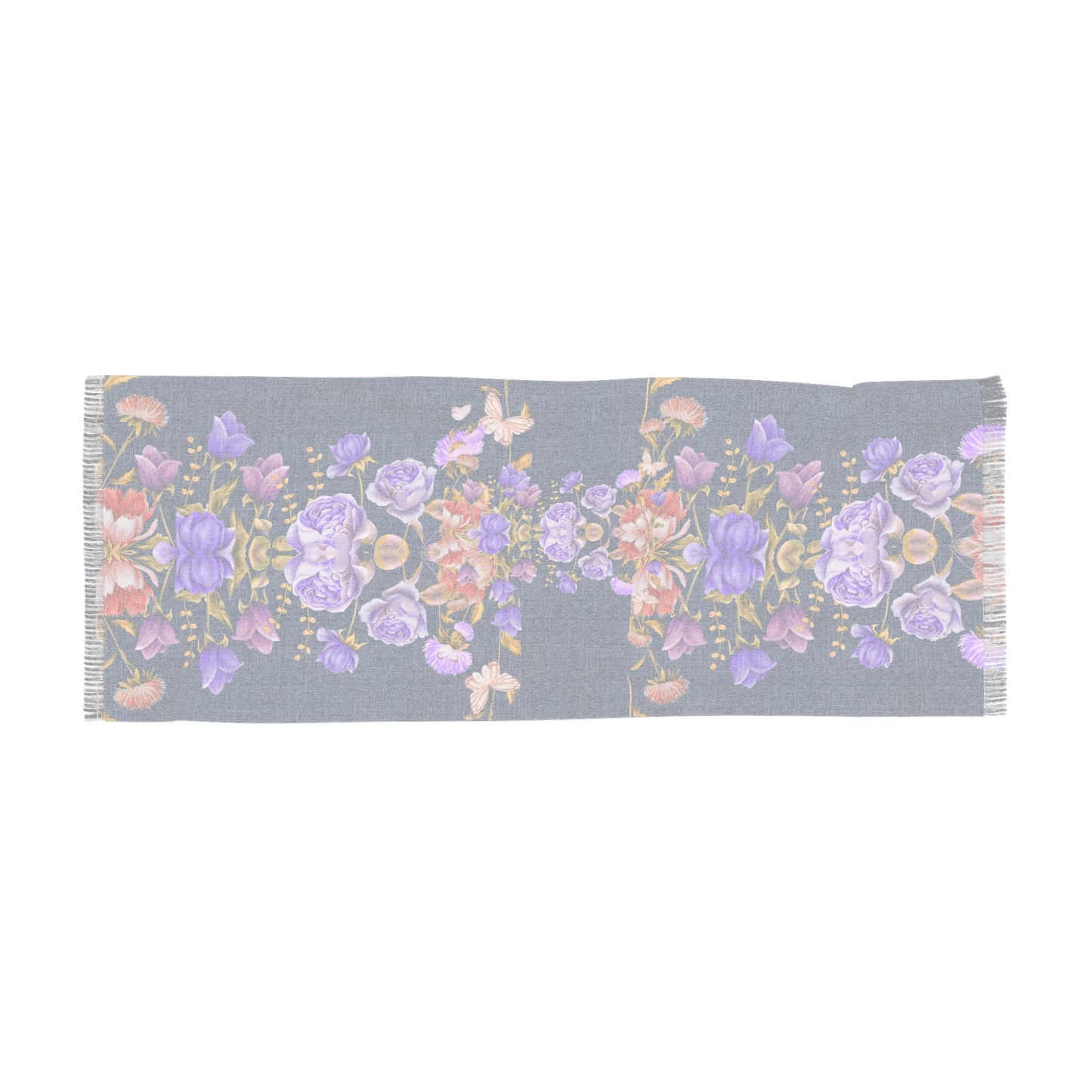 Floral  Navy Purple Rose Print Scarf