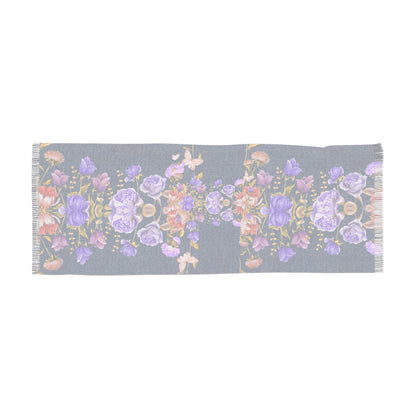 Floral  Navy Purple Rose Print Scarf