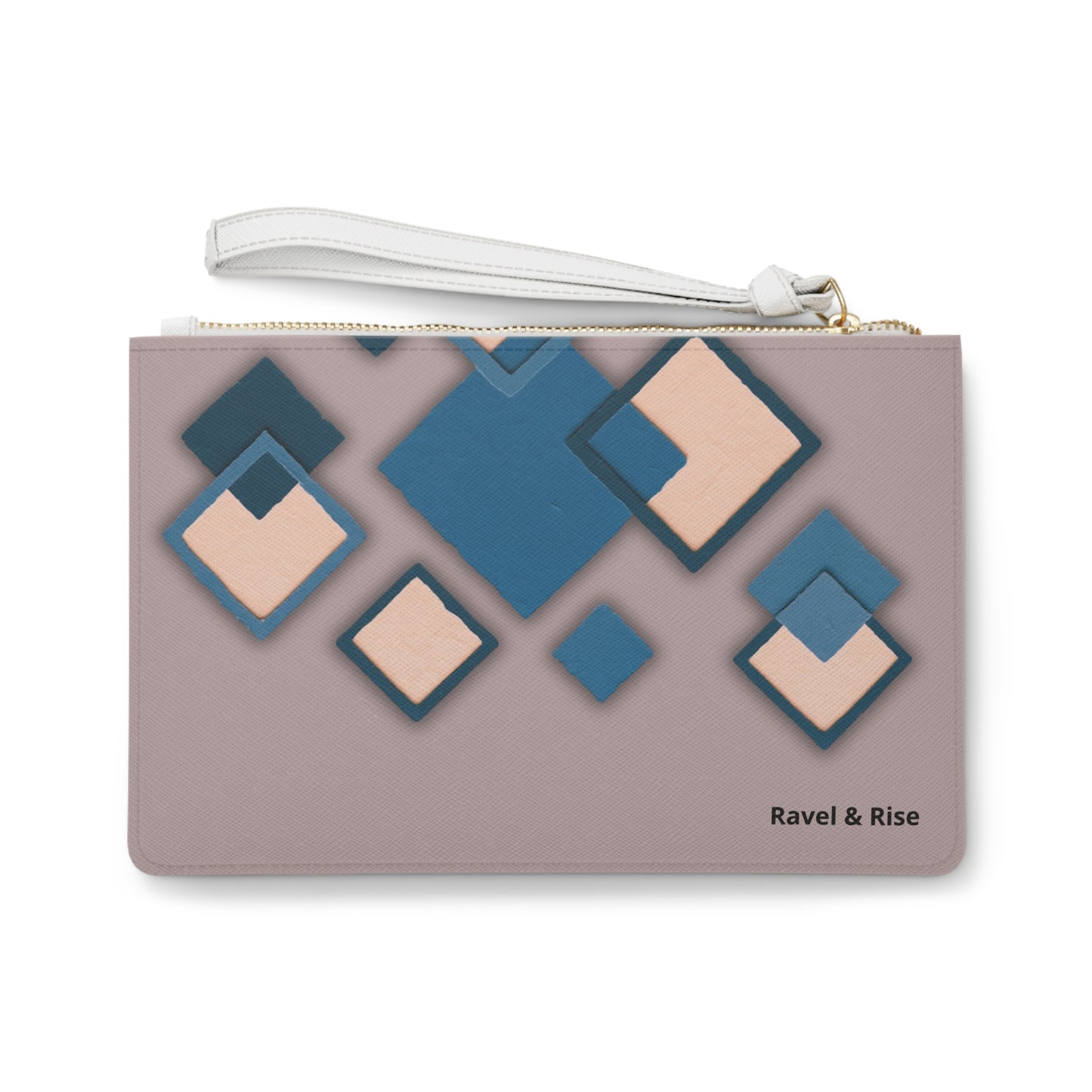 Clutch Bag  Geometric Blue Square Wristlet