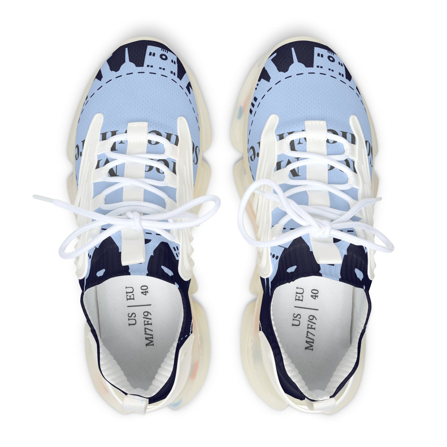 Women's Mesh Sneakers — Sky Blue Graphic Athletic Shoes
