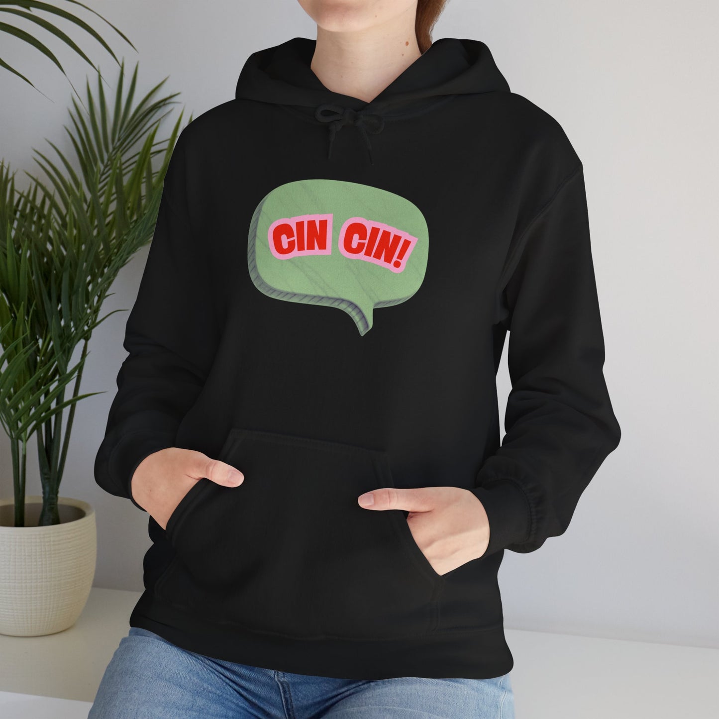 Cin Cin! Speech Bubble Hoodie Italian Cheers Graphic Sweatshirt