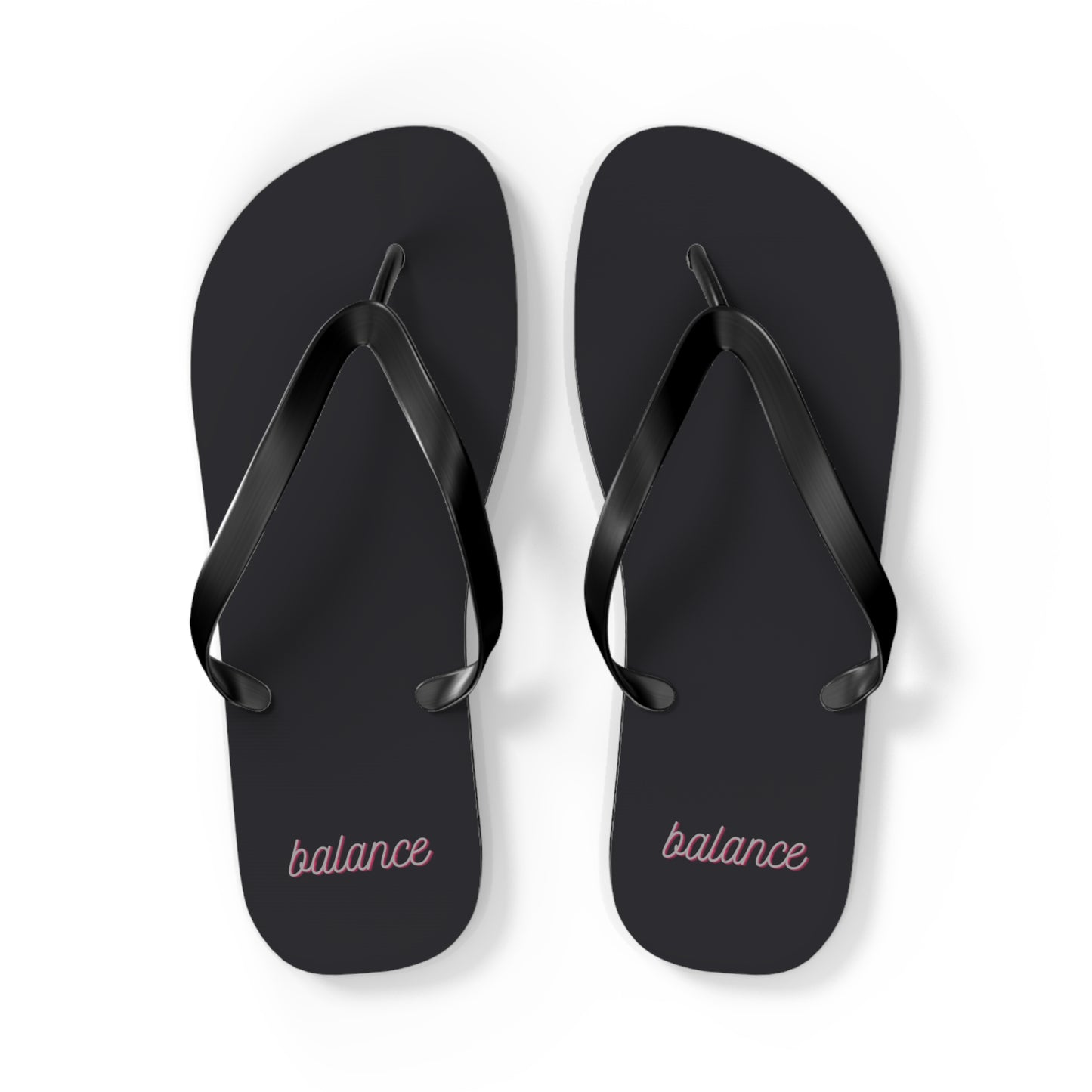 Balance Script Flip Flops — Minimal Black Beach Sandals