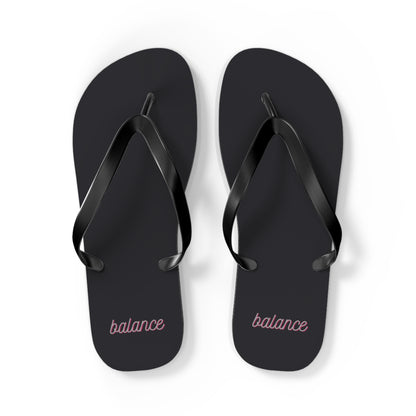 Balance Script Flip Flops — Minimal Black Beach Sandals