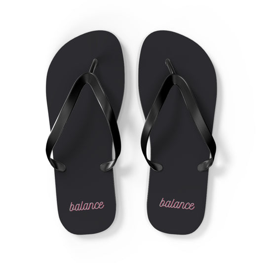 Balance Script Flip Flops — Minimal Black Beach Sandals