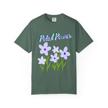 Petal Power T-Shirt — Floral Graphic Tee with Purple Flowers