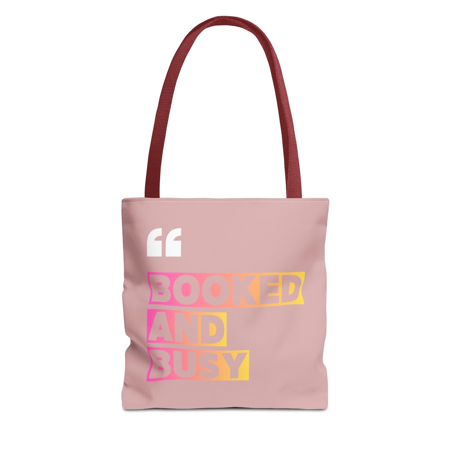 Booked and Busy Pink Tote Bag Cute Quote Book Lover Carryall