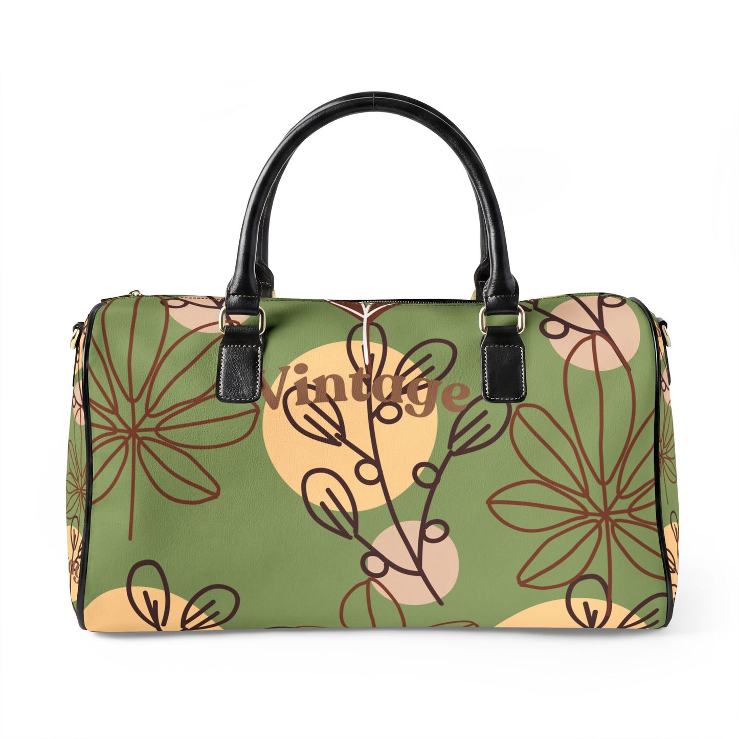 Olive Green Weekender Duffle Leather Travel Bag