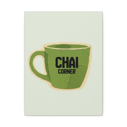 Chai Corner Canvas Art Green Wall Decor