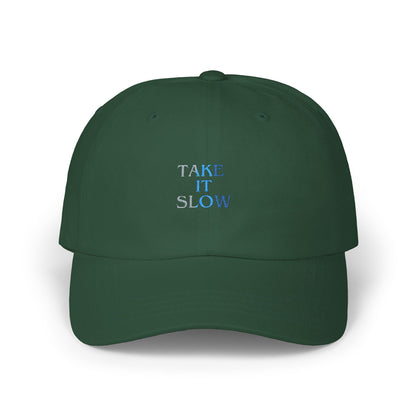 Take It Slow Relaxed White Baseball Hat