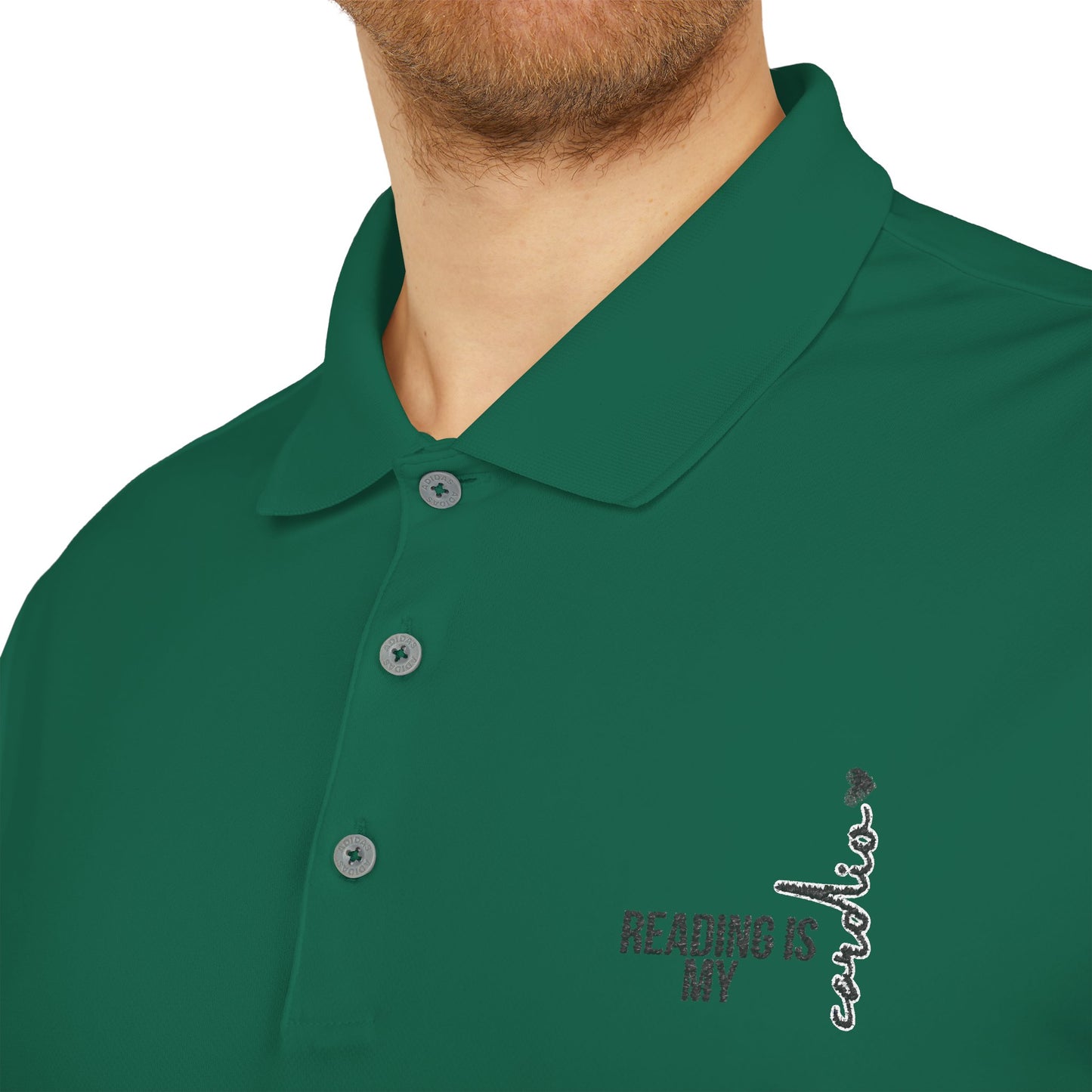 Reading is my Cardio adidas Unisex Performance Polo
