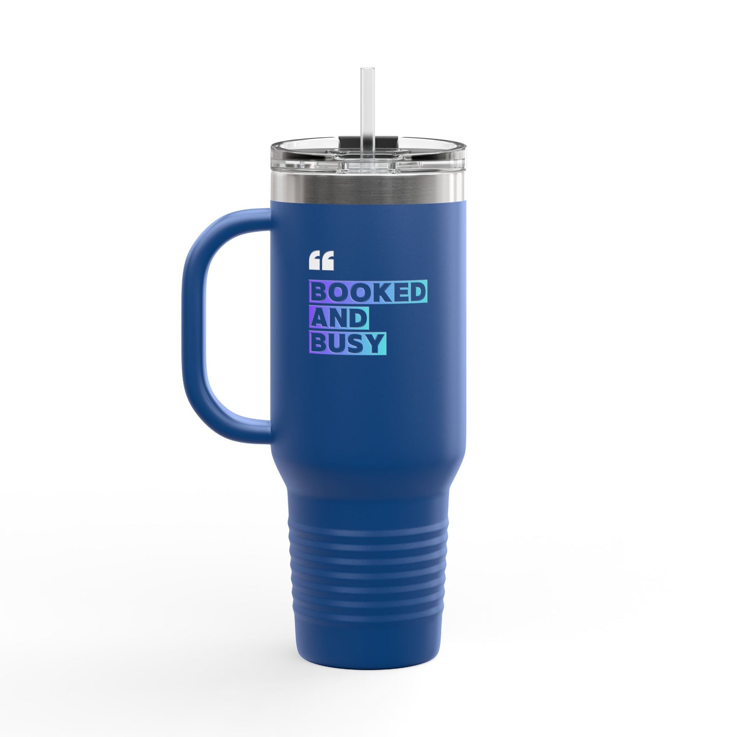 40oz Insulated Travel Mug - "Booked and Busy" Holographic Design