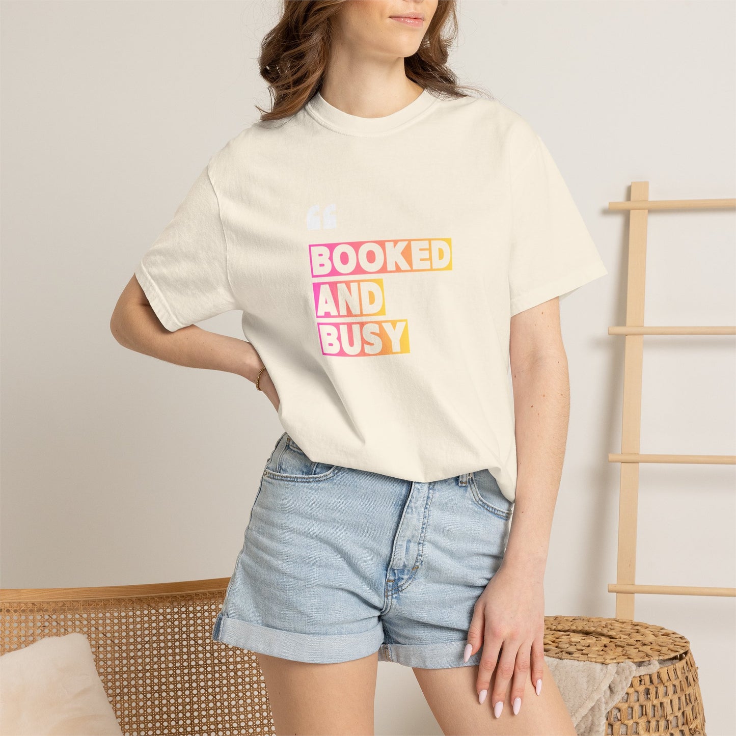 Booked and Busy Graphic Cotton Tee for Book Lovers