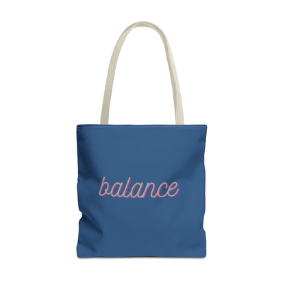 Blue Script ‘balance’ Canvas Tote for Everyday Mindfulness