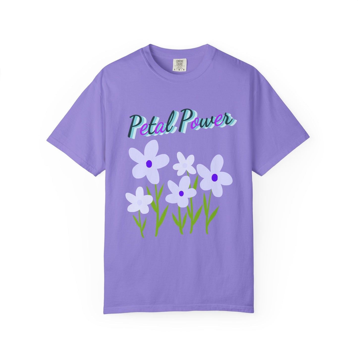 Petal Power T-Shirt — Floral Graphic Tee with Purple Flowers