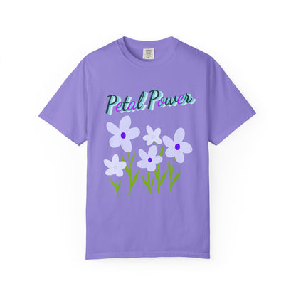Petal Power T-Shirt — Floral Graphic Tee with Purple Flowers