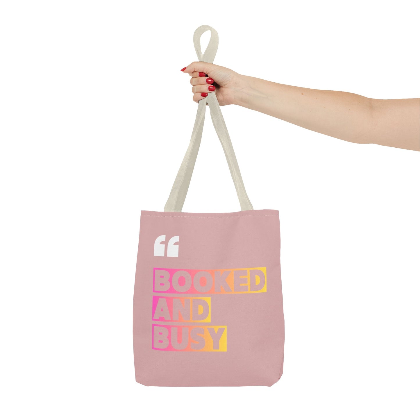 Booked and Busy Pink Tote Bag Cute Quote Book Lover Carryall