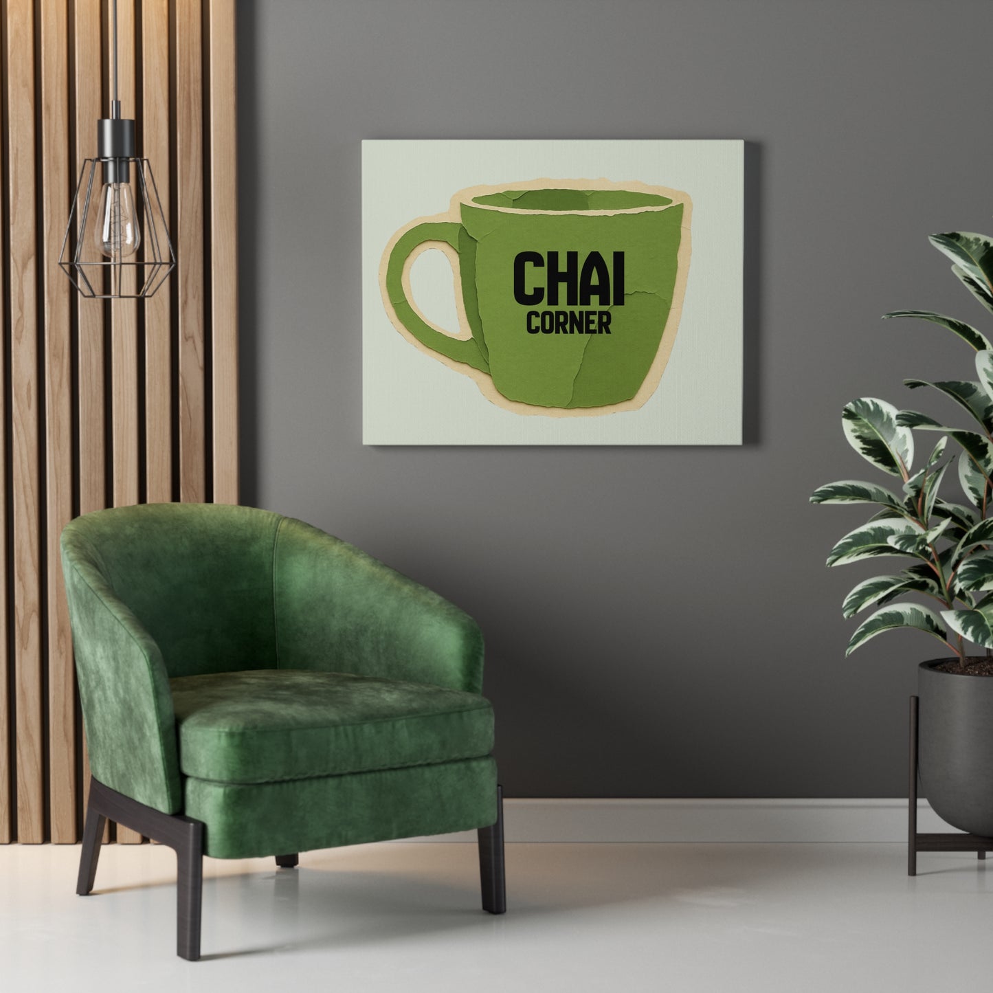 Chai Corner Canvas Art Green Wall Decor