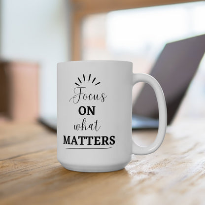 Focus on What matters Inspirational Ceramic Coffee Mug (11oz/15oz)