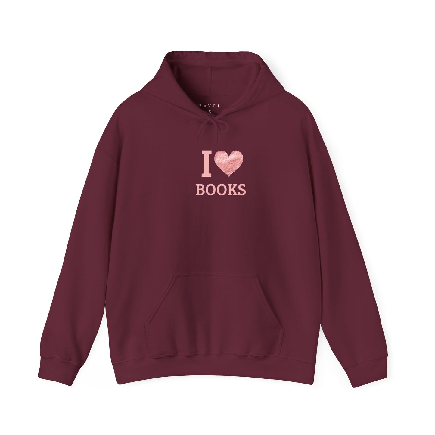 I  Love Books Hoodie — Pink Heart Book Lover Pullover