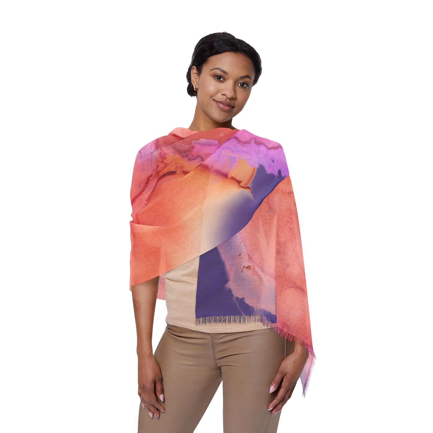 Peach & Lavender Abstract Wrap Scarf