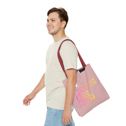 Booked and Busy Pink Tote Bag Cute Quote Book Lover Carryall