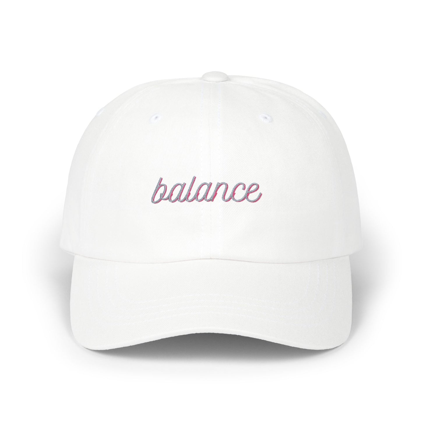 "Balance" Pink Script Embroidered Hat