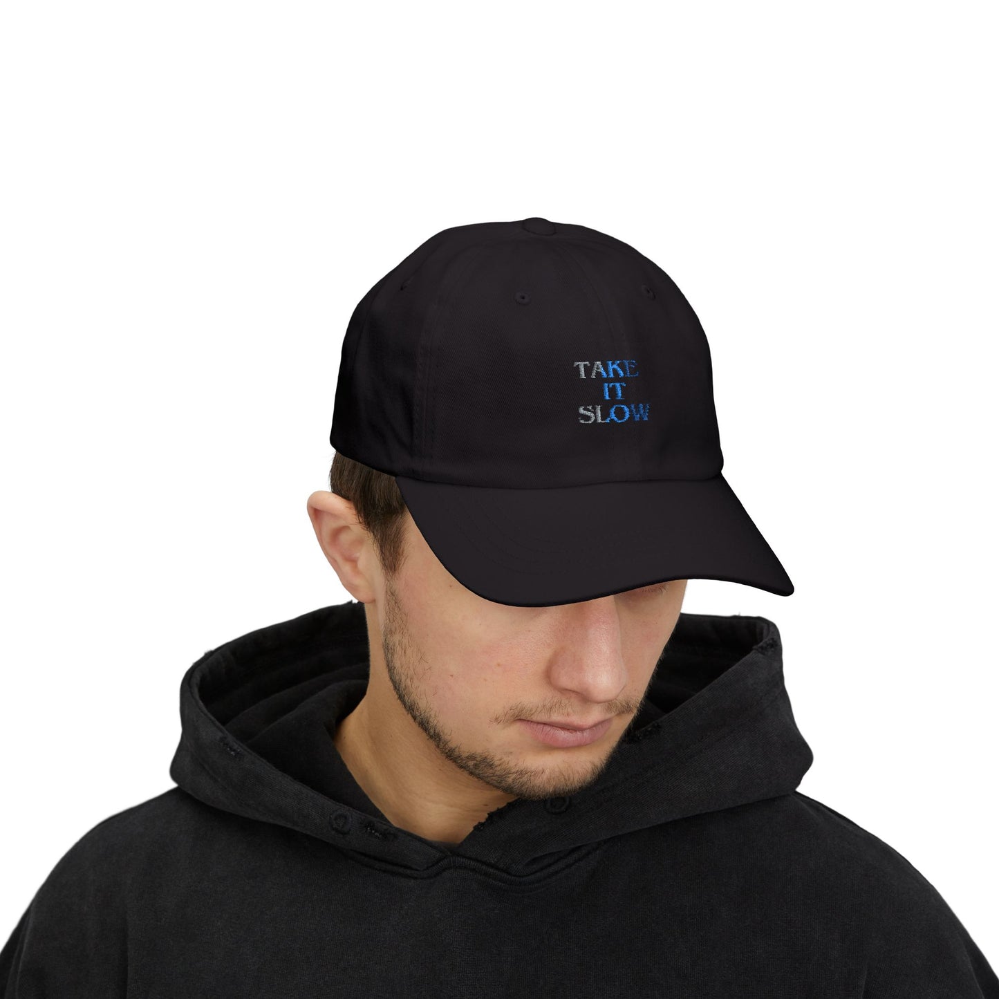 Take It Slow Relaxed White Baseball Hat