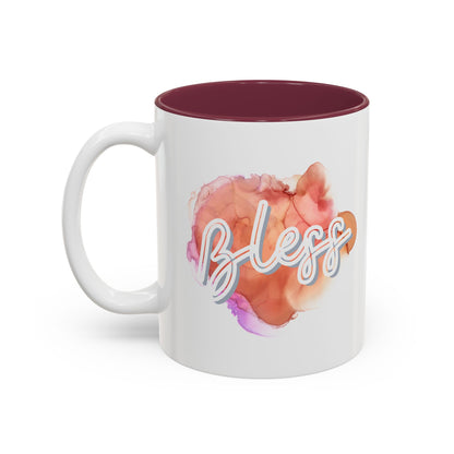 Bless Two-Tone Watercolor Accent Ceramic Coffee Mug (11oz/15oz)