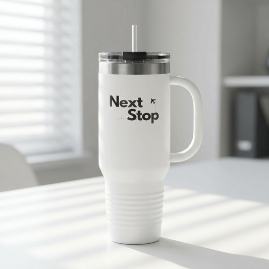 "Next Stop" Insulated Tumbler for Commuters & Travelers (40oz)