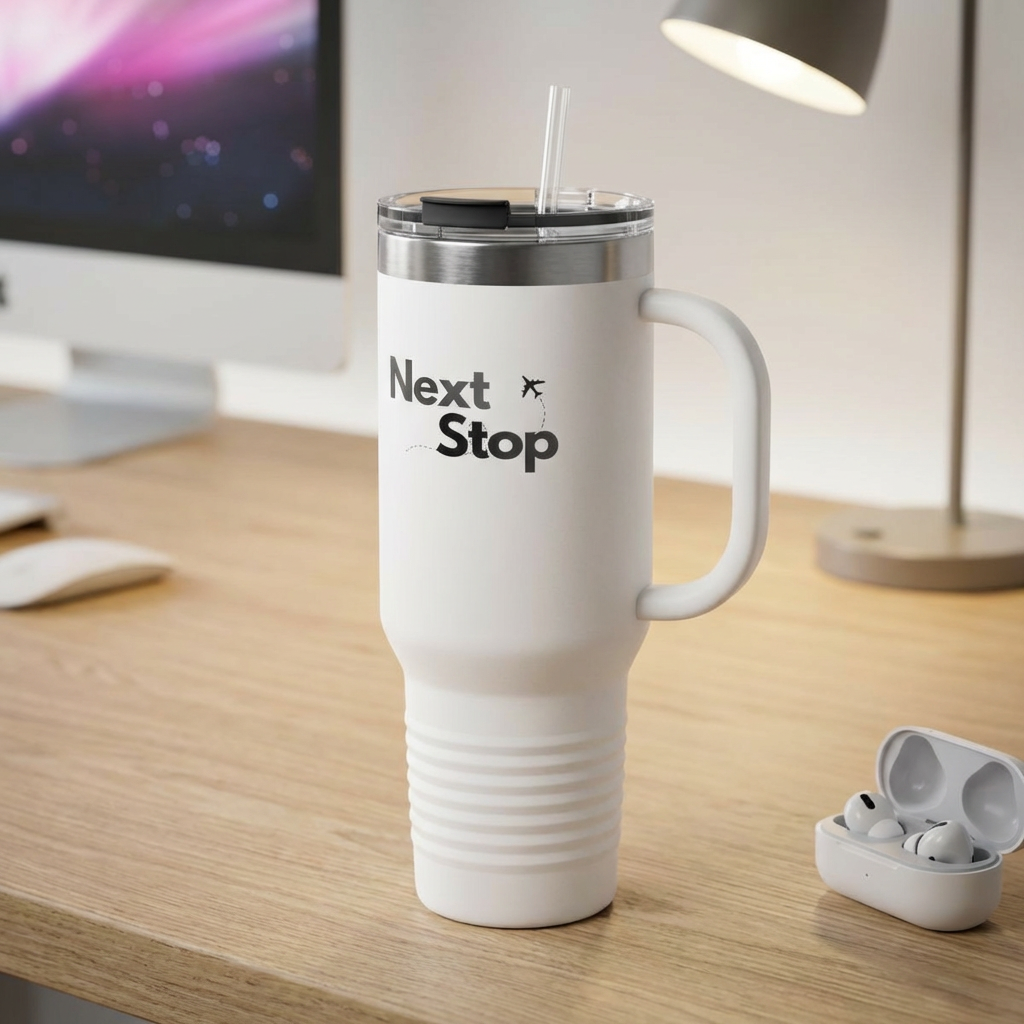 "Next Stop" Insulated Tumbler for Commuters & Travelers (40oz)