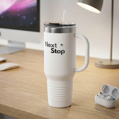 "Next Stop" Insulated Tumbler for Commuters & Travelers (40oz)