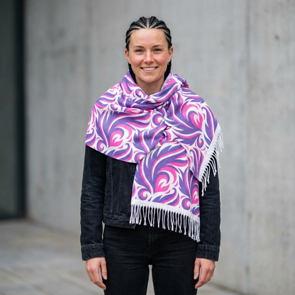 Floral Swirl Pink & Lavender Abstract Pattern Scarf