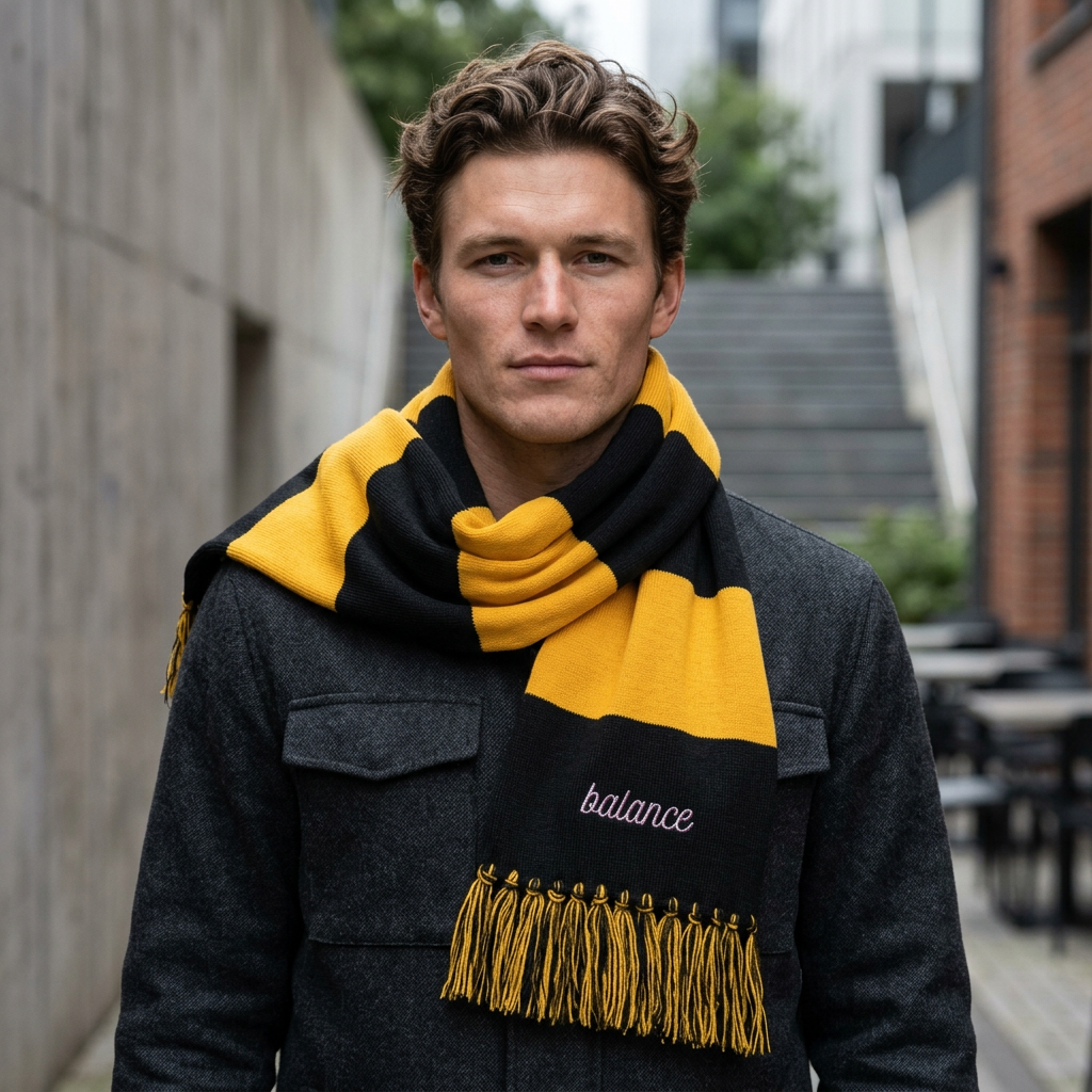 Balance Embroidered Striped Scarf