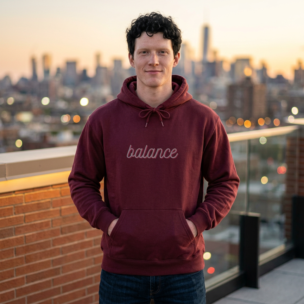 Balance Script Hoodie Typography Pullover