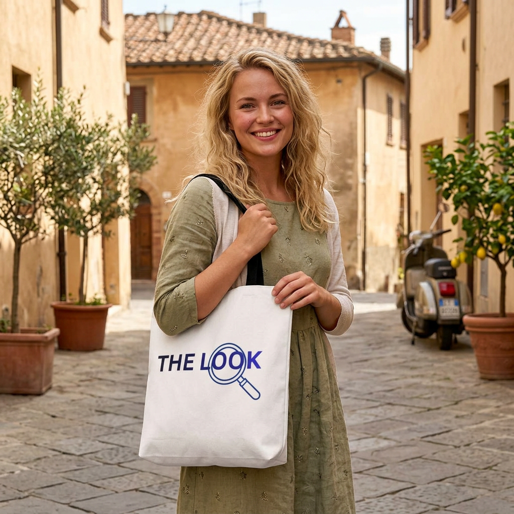 The Look Tote Magnifying Glass Logo Canvas Bag