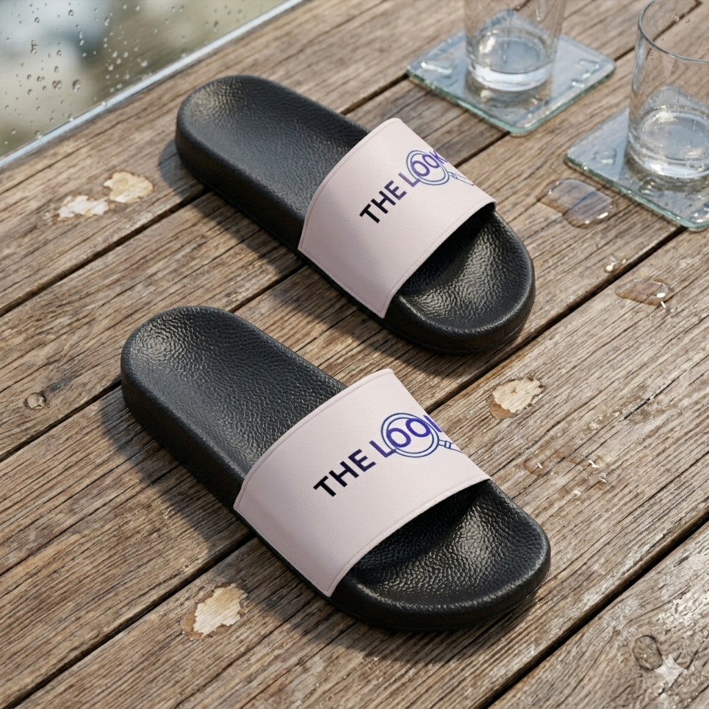 Slide Sandals — "THE LOOK" Logo Pool Slides for Women