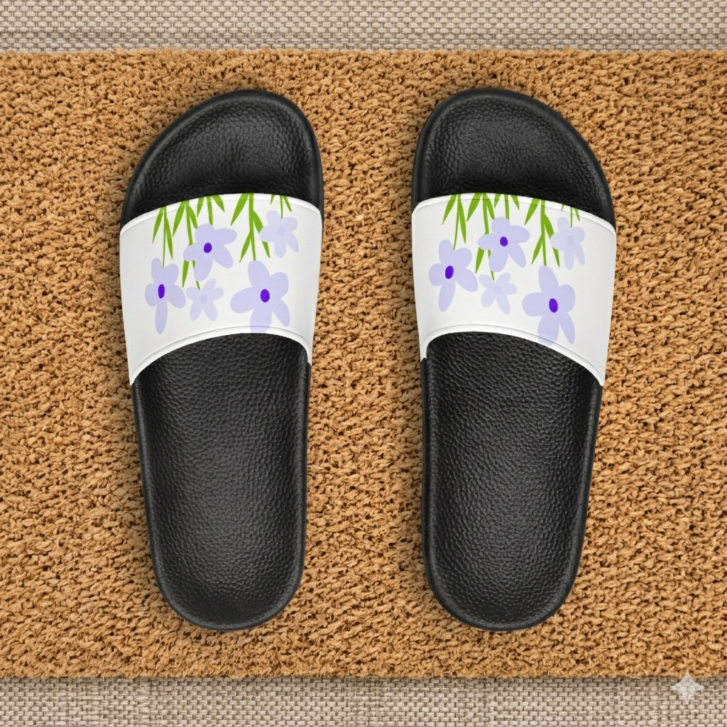 Floral Breeze Women's Slide Sandals — Purple Wildflower Print
