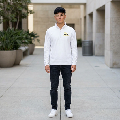 Stay Calm Retro Yellow Camper Logo Chest Embroidery Pullover